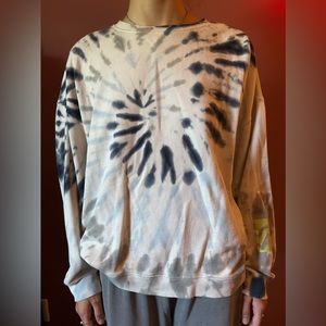 Peloton Crew Neck Sweatshirt, Blue, grey and white tie dye, Size L